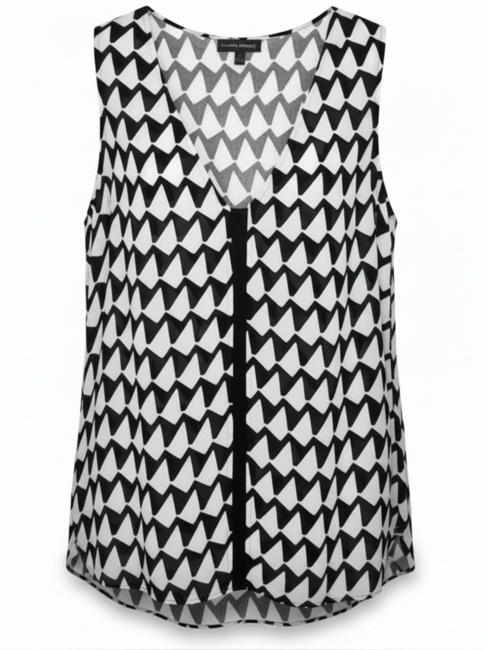 Banana Republic Black & White Geometric V-Neck Sleeveless Top Silky Smooth | GUC